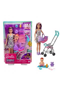 Barbie Opiekunka Lalka Skipper Wózek + bobas Zestaw GXT34 Mattel