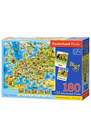 Puzzle 180 el. Mapa Europy Castorland