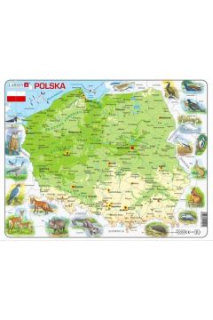Puzzle Układanka. Mapa Polski fizyczna zwierzęta Maxi Larsen