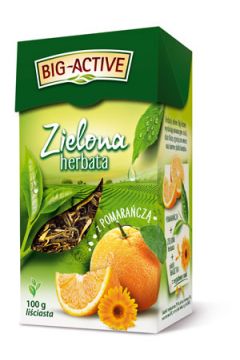 Big-Active Herbata zielona liściasta z pomarańczą 100 g