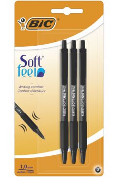 Bic Długopis Soft Feel Clic Grip czarny 3 szt.