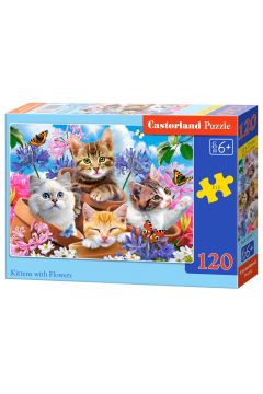 Puzzle 120 el. Kittens with Flowers Castorland