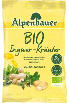 Alpenbauer Cukierki z nadzieniem o smaku imbirowo-ziołowym vegan 90 g Bio