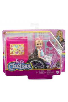 Lalka Barbie Chelsea na wózku brązowe włosy HGP29