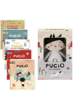 Pakiet Pucio: Pucio uczy się mówić, Pucio mówi pierwsze słowa, Pucio i ćwiczenia z mówienia, Pucio na wakacjach, Pucio umie opowiadać, Pucio do tulenia. Maskotka