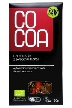 Cocoa Czekolada surowa z jagodami goji 50 g Bio