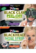 7th Heaven Charcoal Duo Black Clay Peel Off węglowa maseczka do twarzy Black Clay 6ml + Blackhead Nose Strip pasek na nos niwelujący zaskórniki 2 szt.