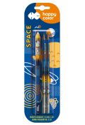 Happy Color Długopis usuwalny + 2 ołówki Space niebieski
