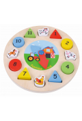 Puzzle drewniane zegar dla dzieci od 3. roku życia Sun Baby