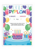 LearnHow Dyplom A4 urodzinowy - Tort 5szt