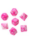 Komplet kości RPG - Dwukolorowe - Różowo-białe (białe cyfry) Rebel