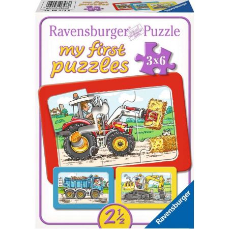 Ban eel shy Puzzle 3 x 6 el. Traktor, koparka i ciężarówka Ravensburger w sklepie  TaniaKsiazka.pl